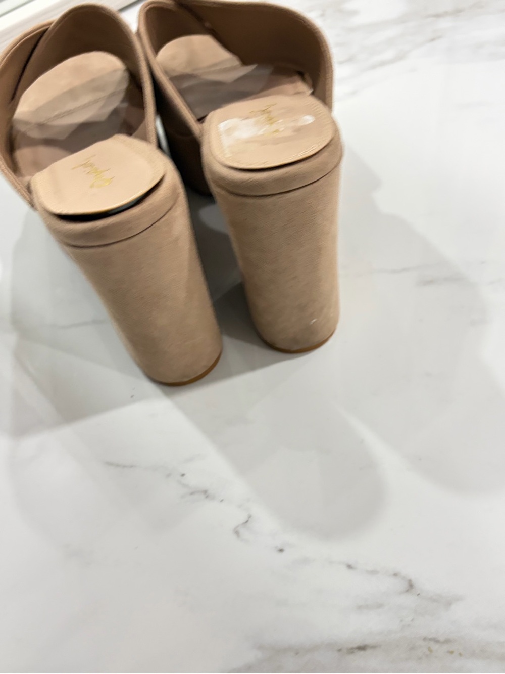 Qupid Taupe Crisscross Suede Slide Mules - Picture 7 of 7